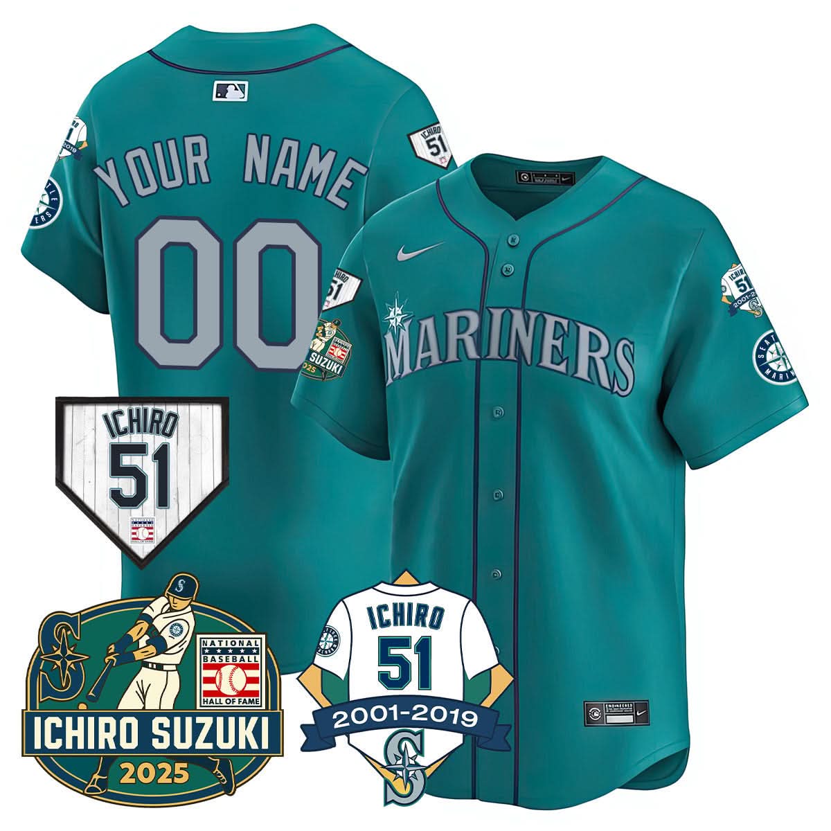 Seattle Mariners Ichiro Number Retirement Jersey - Stitched