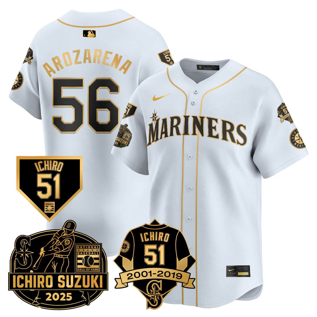 Seattle Mariners Ichiro Number Retirement Jersey - Stitched