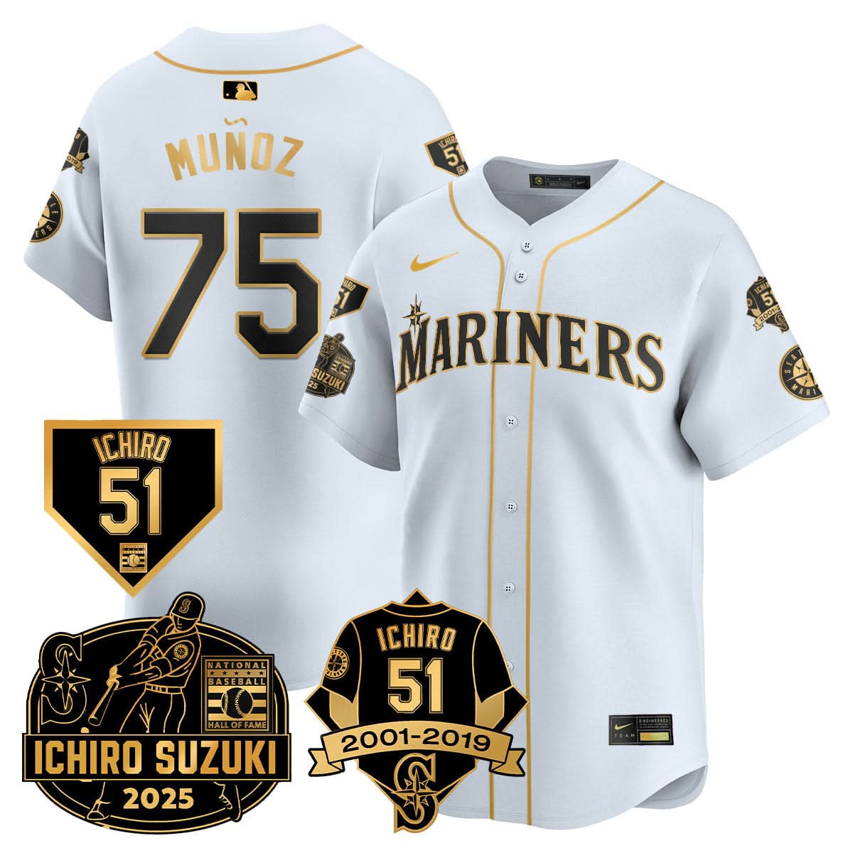 Seattle Mariners Ichiro Number Retirement Jersey - Stitched