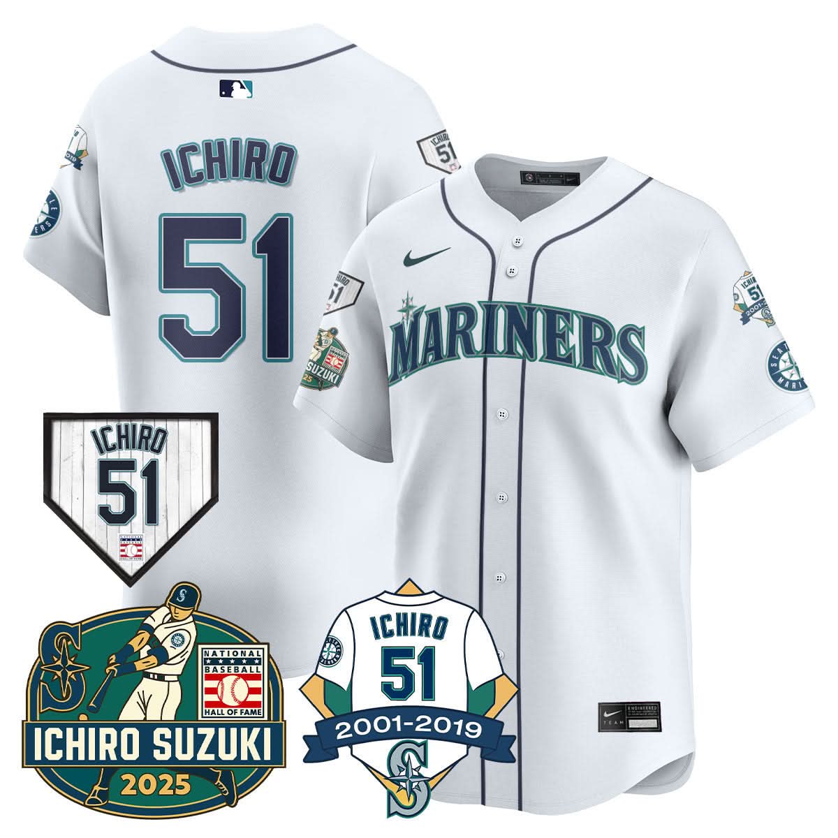 Seattle Mariners Ichiro Number Retirement Jersey - Stitched