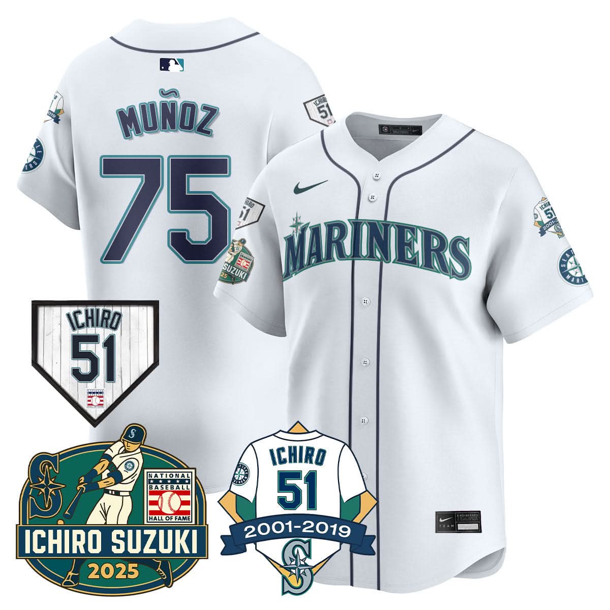 Seattle Mariners Ichiro Number Retirement Jersey - Stitched