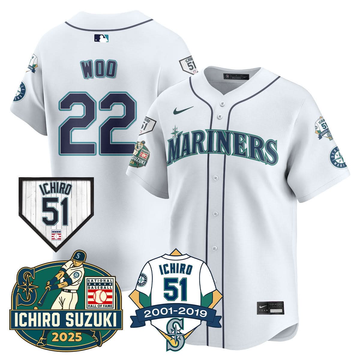 Seattle Mariners Ichiro Number Retirement Jersey - Stitched