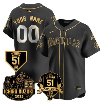 Seattle Mariners Ichiro Number Retirement Custom Jersey - Stitched