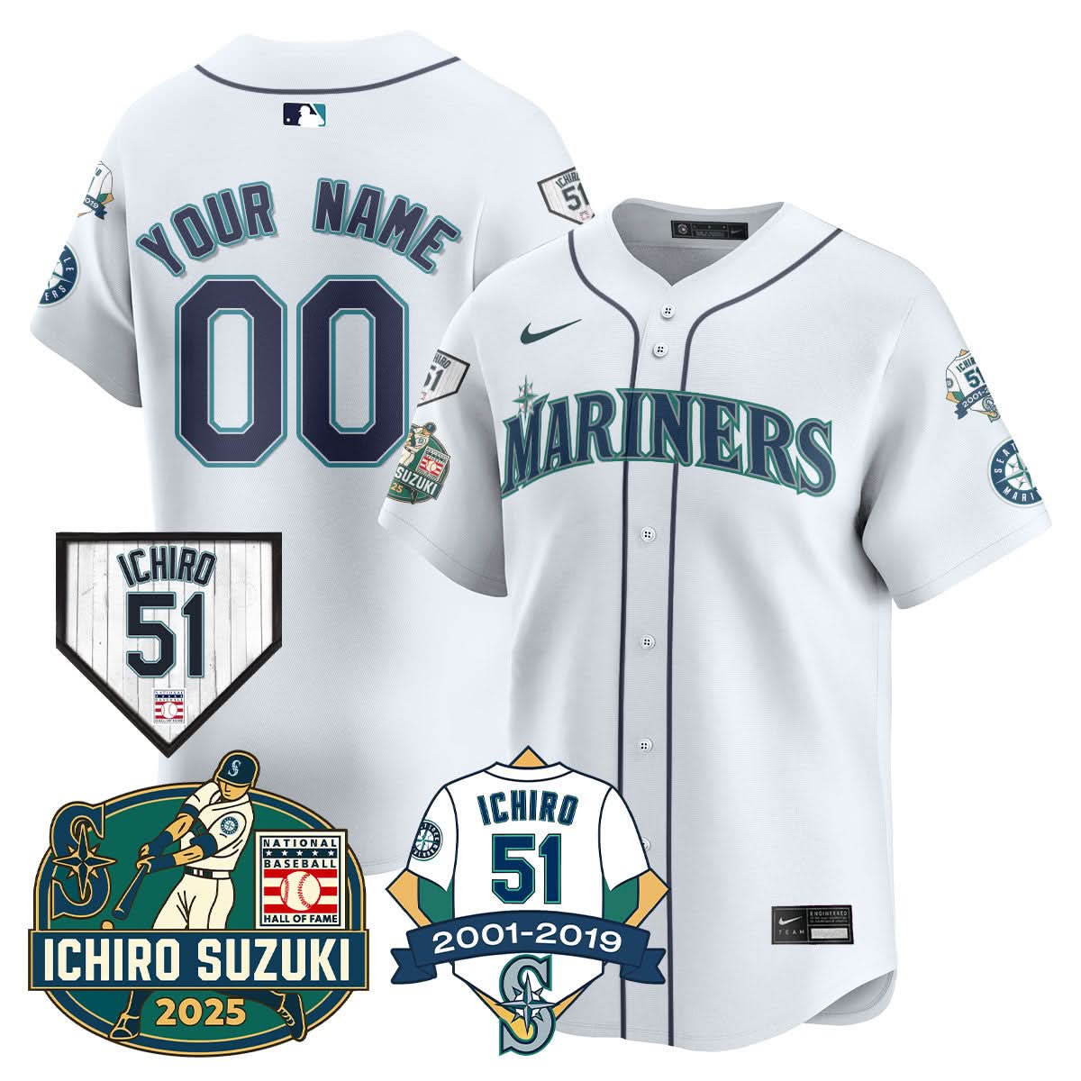 Seattle Mariners Ichiro Number Retirement Custom Jersey - Stitched