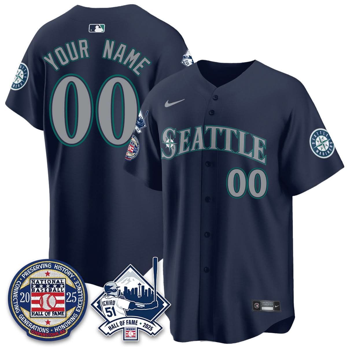 Seattle Mariners Ichiro Number Retirement Custom Jersey V2 - Stitched