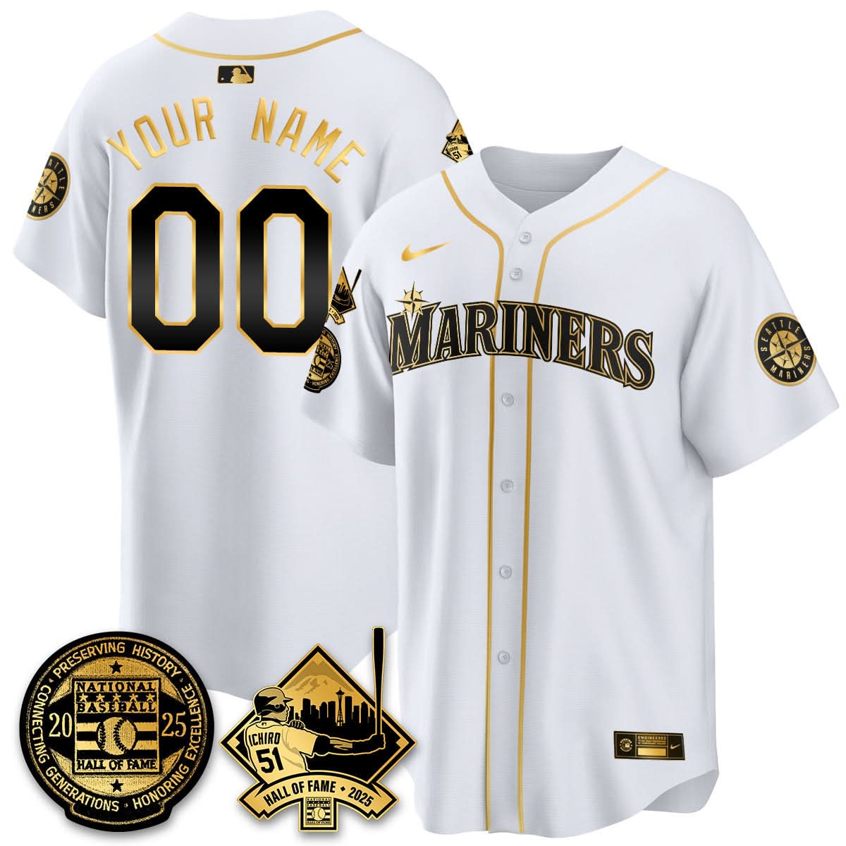 Seattle Mariners Ichiro Number Retirement Custom Jersey V2 - Stitched