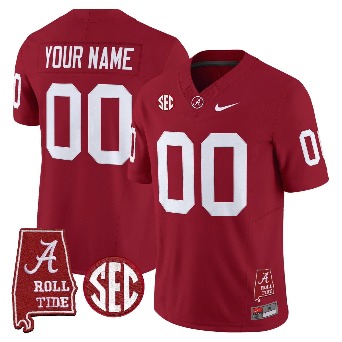 Alabama Crimson Tide Throwback Vapor Limited Custom Jersey - Alabama Map
