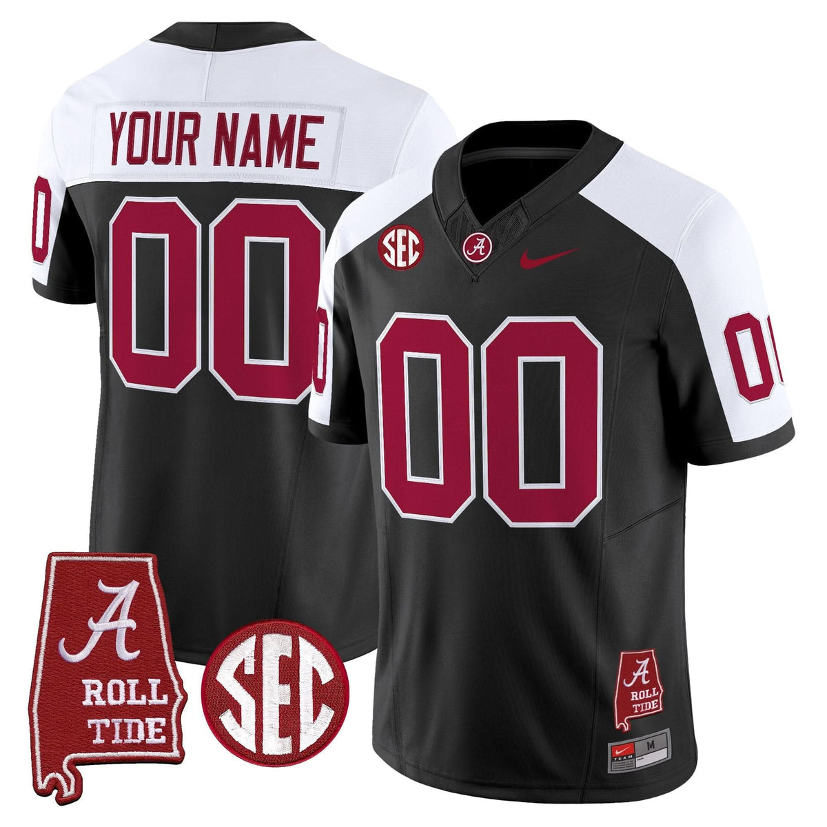 Alabama Crimson Tide Throwback Vapor Limited Custom Jersey - Alabama Map