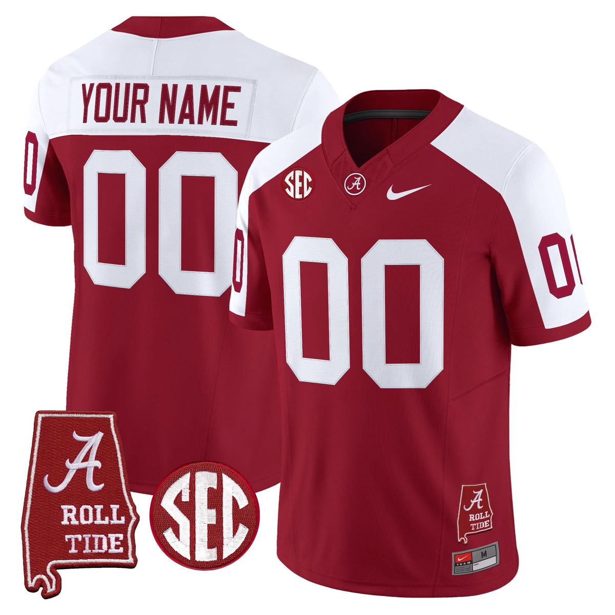 Alabama Crimson Tide Throwback Vapor Limited Custom Jersey - Alabama Map