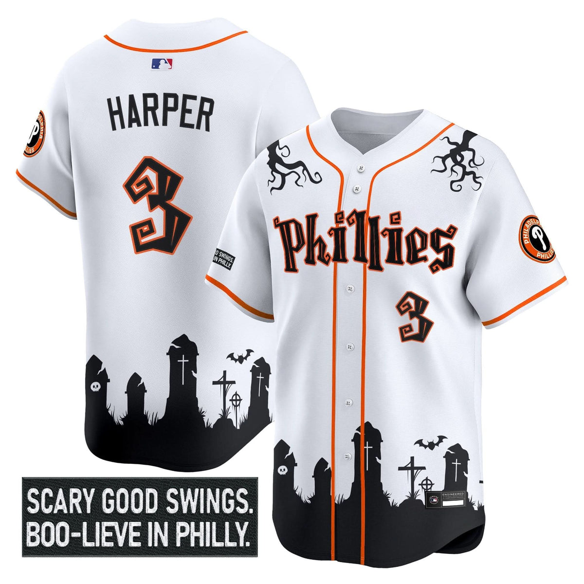 Philadelphia Phillies 'Halloween Spooky Edition' Premier Limited Jersey - Stitched