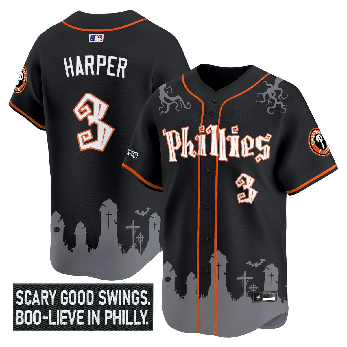 Philadelphia Phillies 'Halloween Spooky Edition' Premier Limited Jersey - Stitched
