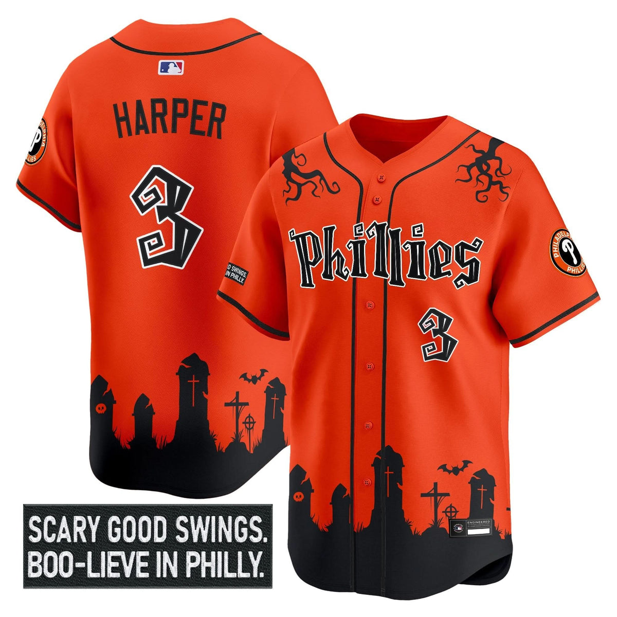 Philadelphia Phillies 'Halloween Spooky Edition' Premier Limited Jersey - Stitched