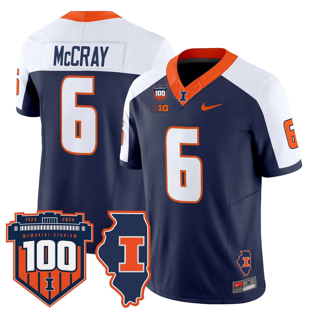 Illinois Fighting Illini 100th Memorial Stadium Patch Vapor Limited Jersey-Cuztomshoes