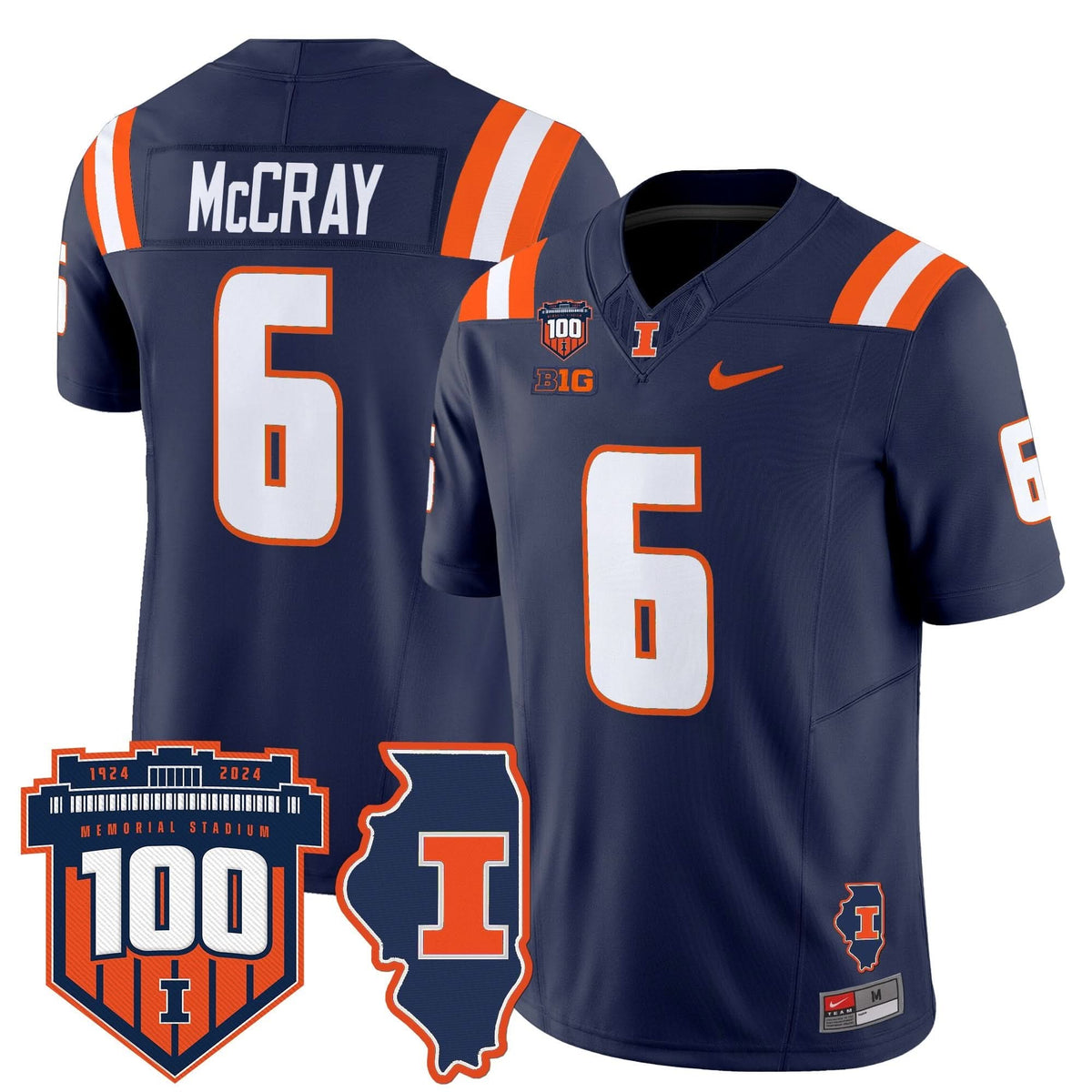 Illinois Fighting Illini 100th Memorial Stadium Patch Vapor Limited Jersey-Cuztomshoes