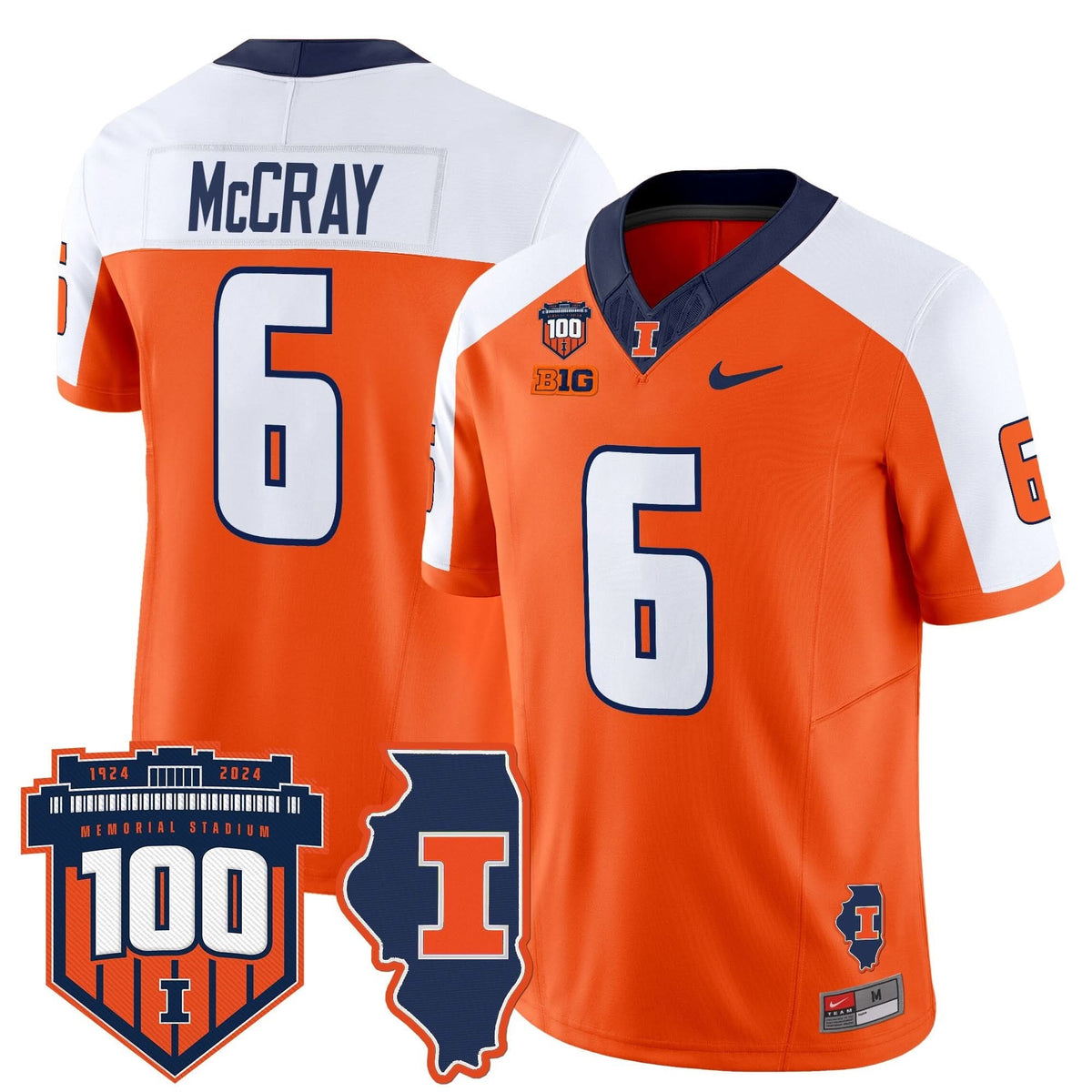 Illinois Fighting Illini 100th Memorial Stadium Patch Vapor Limited Jersey-Cuztomshoes