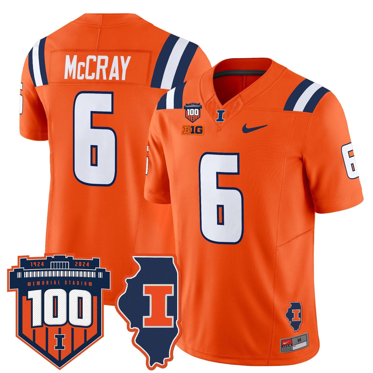 Illinois Fighting Illini 100th Memorial Stadium Patch Vapor Limited Jersey-Cuztomshoes