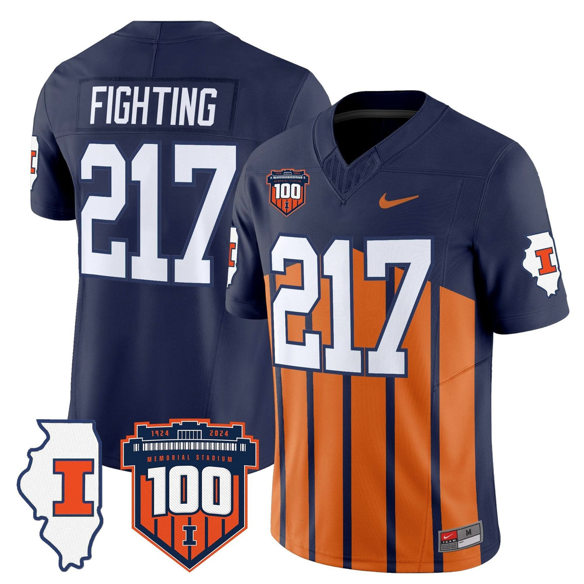 Illinois Fighting Illini 100th Memorial Stadium Patch Vapor Limited Jersey-Cuztomshoes