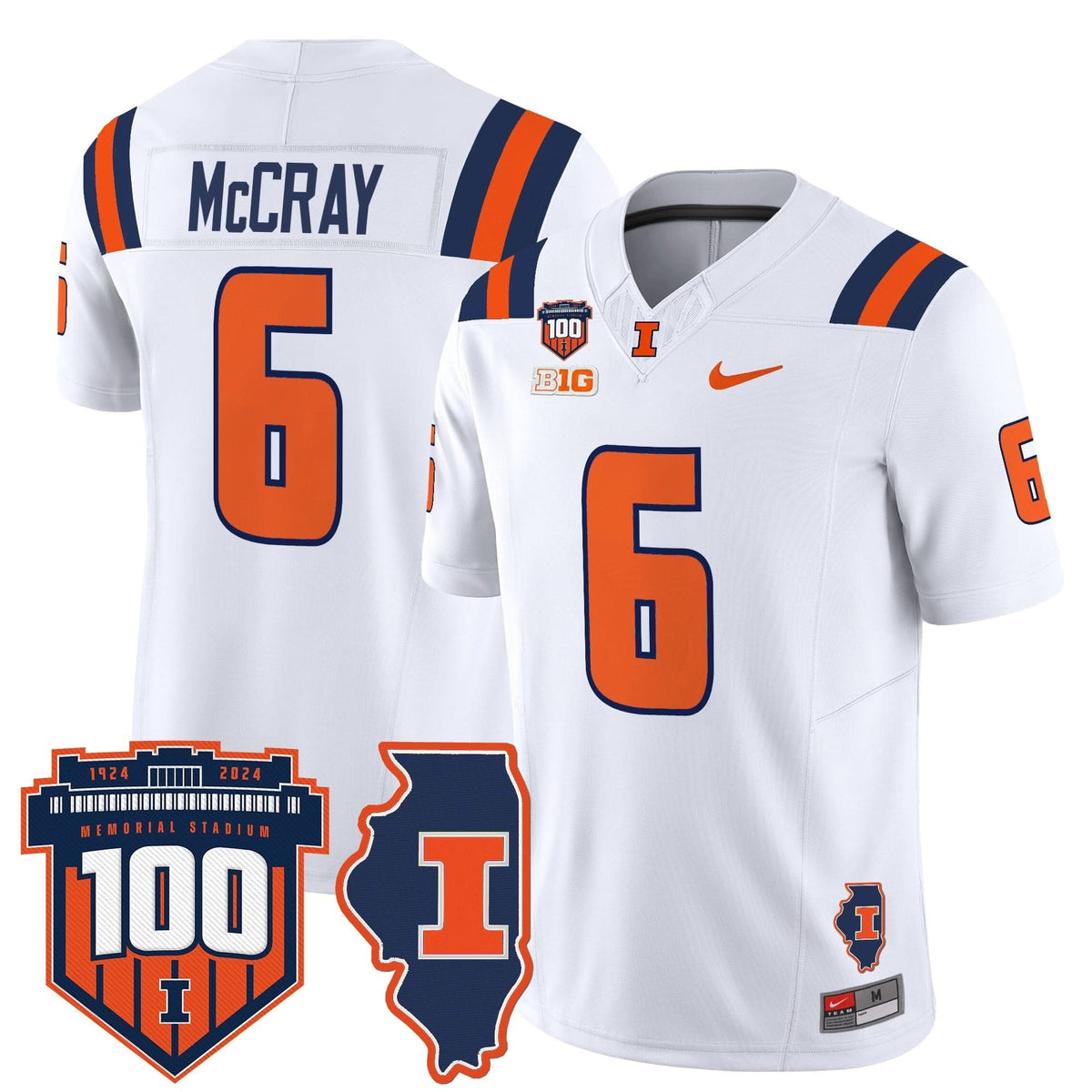 Illinois Fighting Illini 100th Memorial Stadium Patch Vapor Limited Jersey-Cuztomshoes