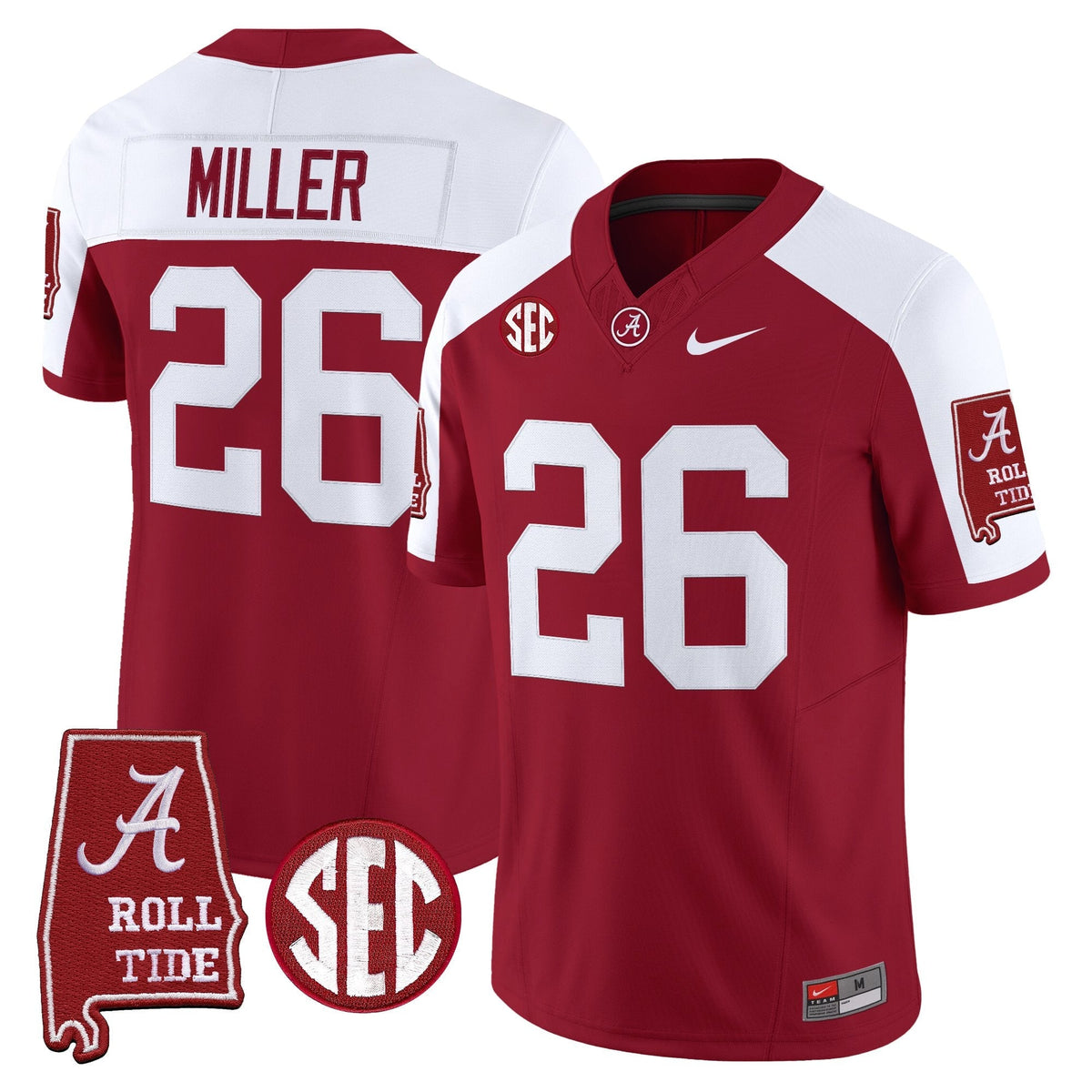 Alabama Crimson Tide 2026 Vapor Limited Jersey - Alabama Map - Stitched