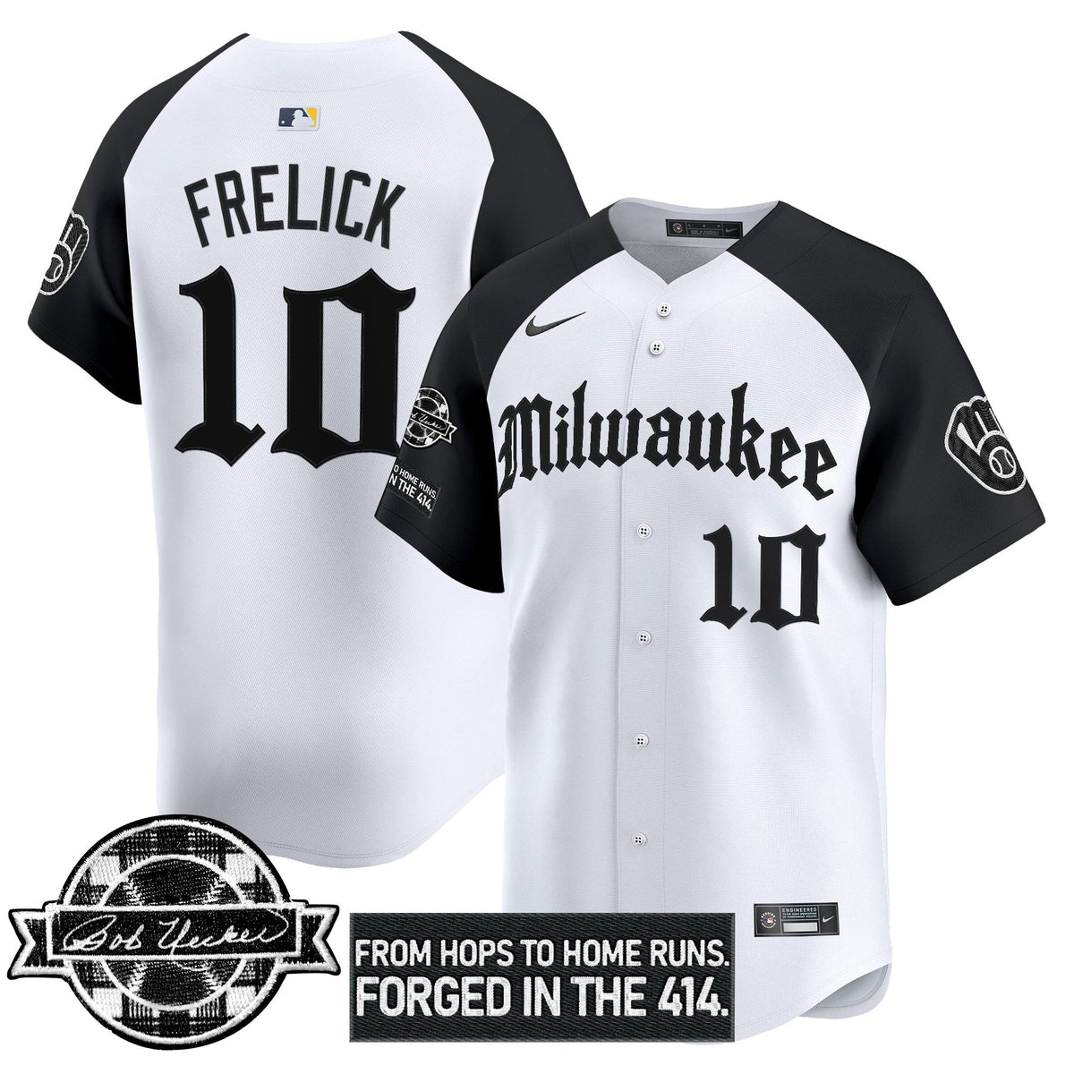 Milwaukee Brewers Bob Uecker Patch Vapor Premier Limited Jersey - Gothic Edition - Stitched-Cuztomshoes