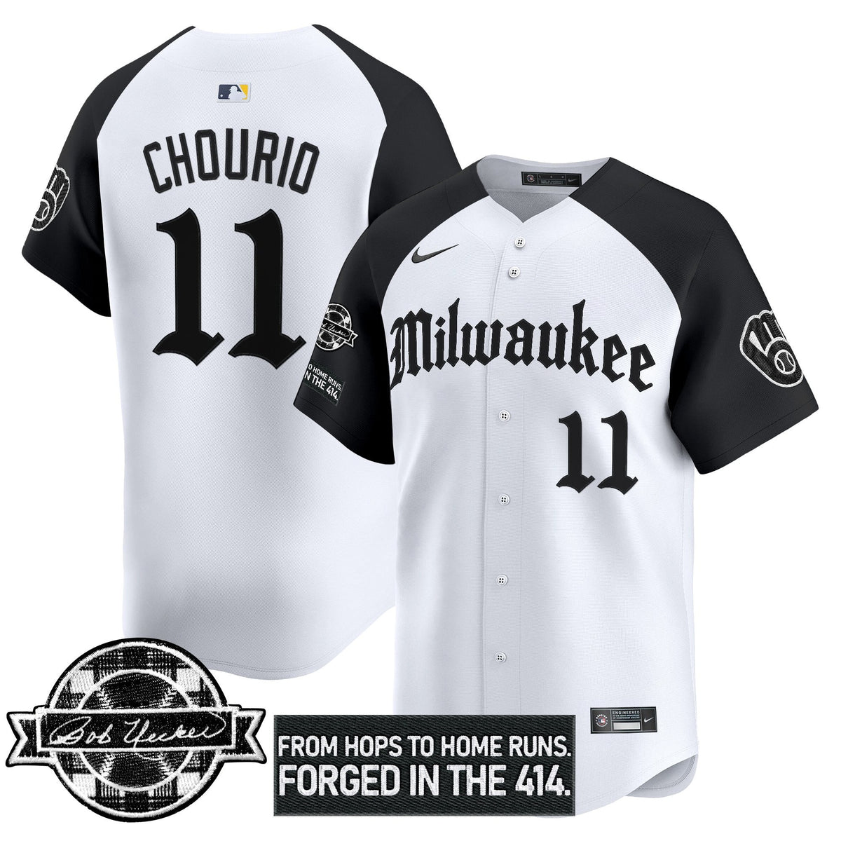 Milwaukee Brewers Bob Uecker Patch Vapor Premier Limited Jersey - Gothic Edition - Stitched-Cuztomshoes