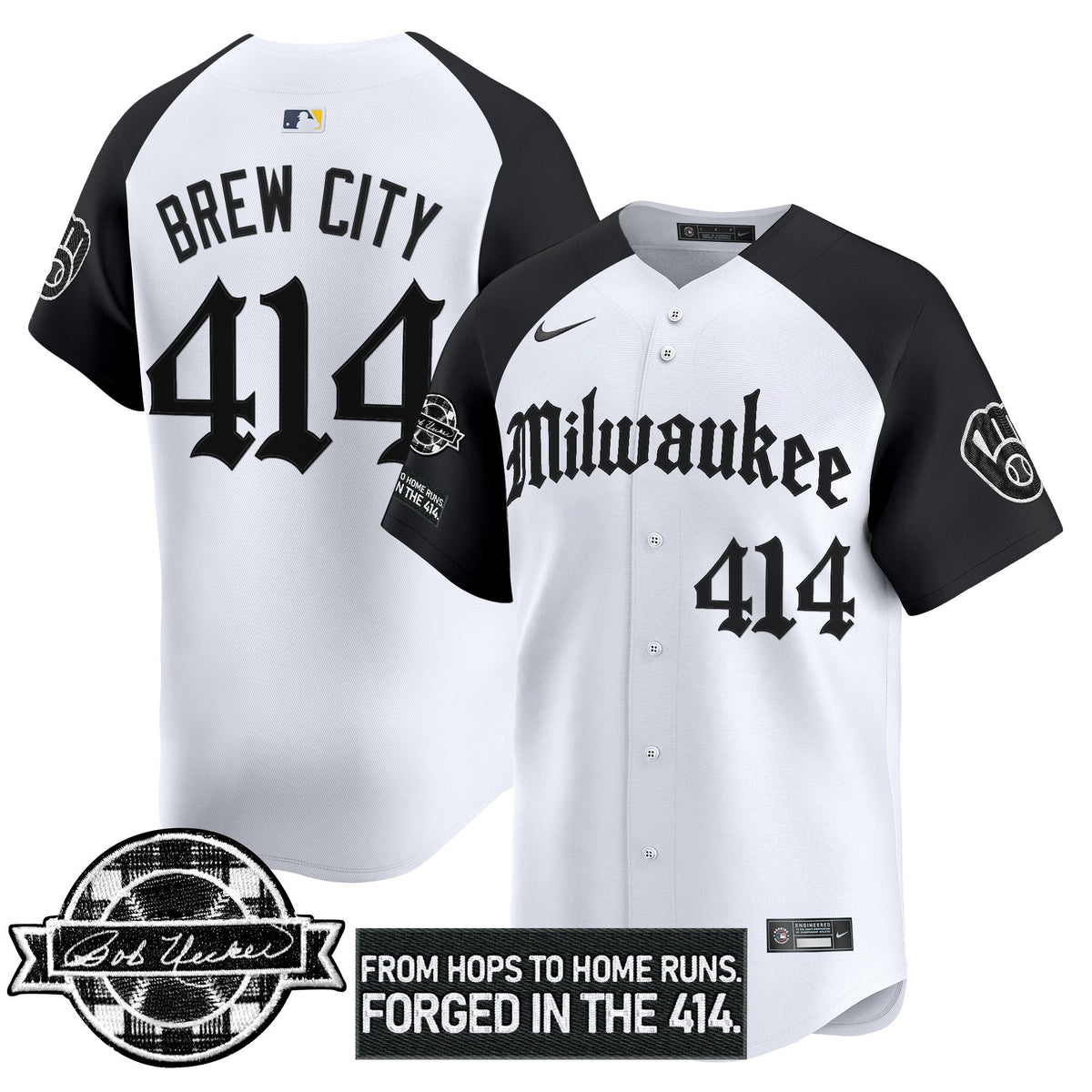 Milwaukee Brewers Bob Uecker Patch Vapor Premier Limited Jersey - Gothic Edition - Stitched-Cuztomshoes