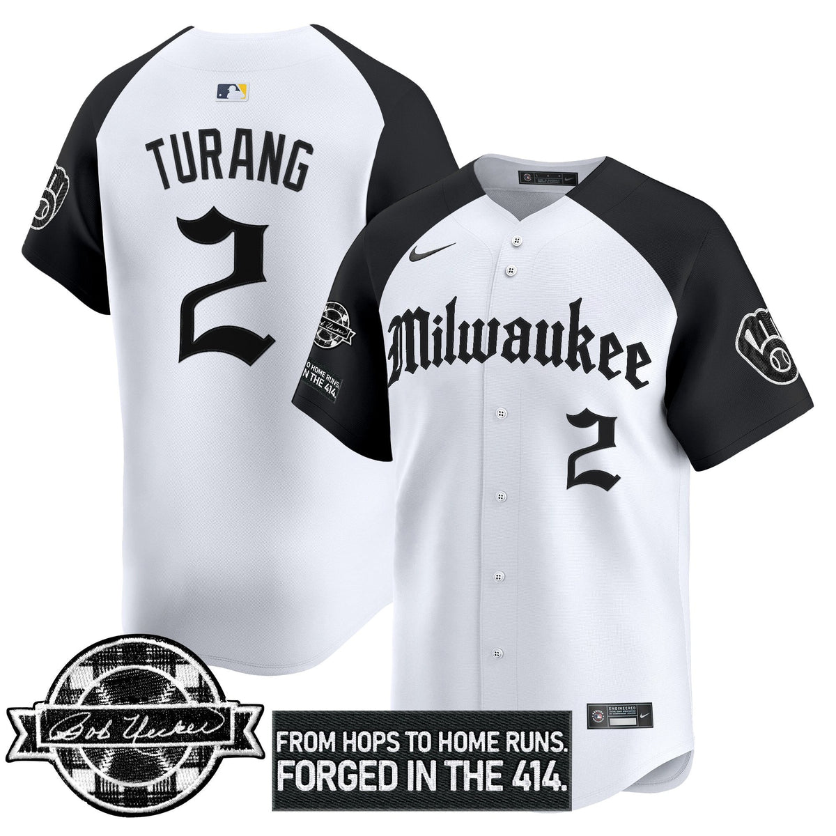 Milwaukee Brewers Bob Uecker Patch Vapor Premier Limited Jersey - Gothic Edition - Stitched-Cuztomshoes
