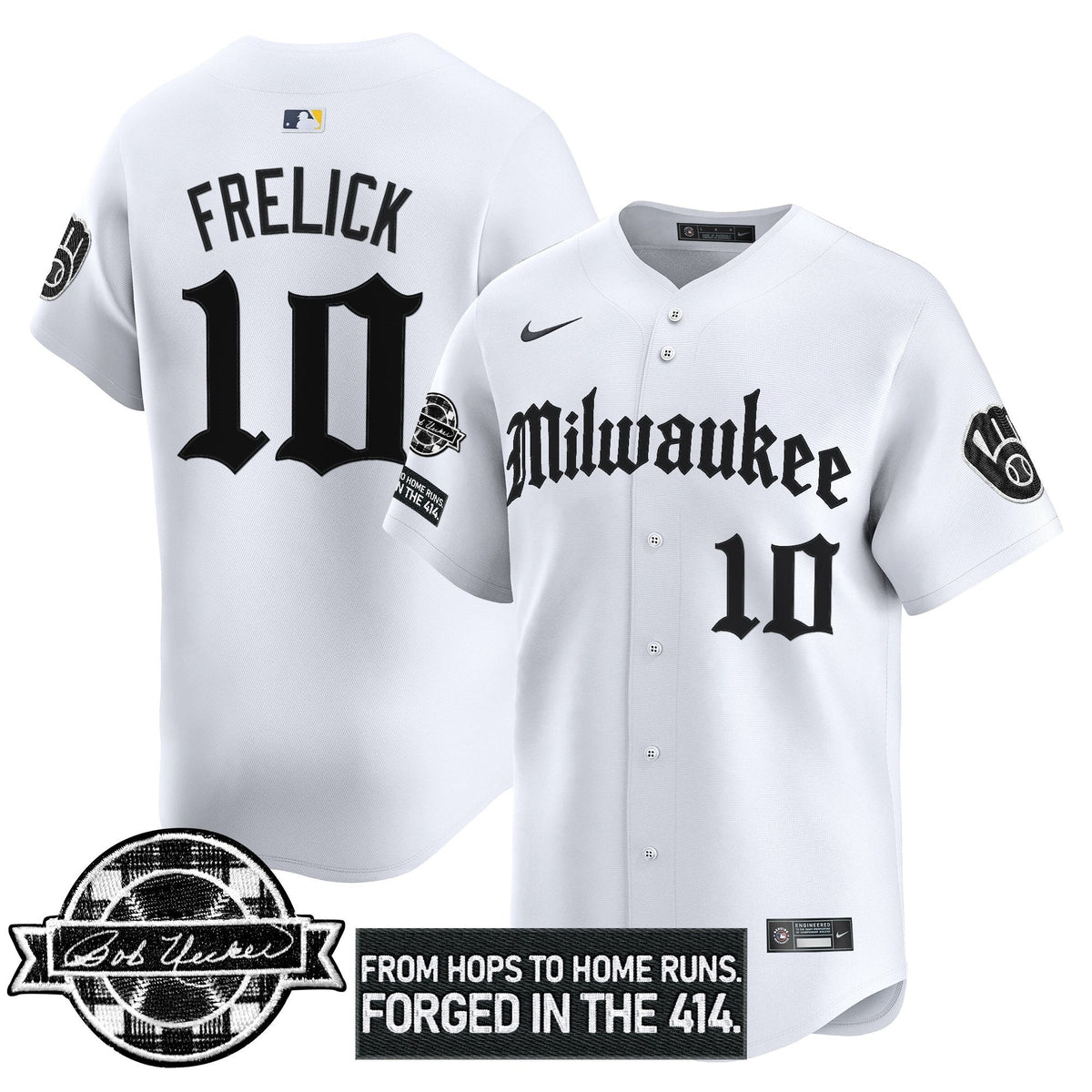Milwaukee Brewers Bob Uecker Patch Vapor Premier Limited Jersey - Gothic Edition - Stitched-Cuztomshoes