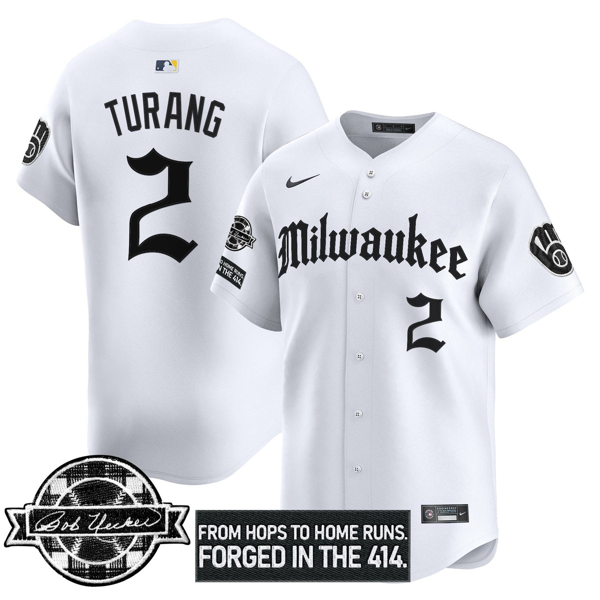 Milwaukee Brewers Bob Uecker Patch Vapor Premier Limited Jersey - Gothic Edition - Stitched-Cuztomshoes