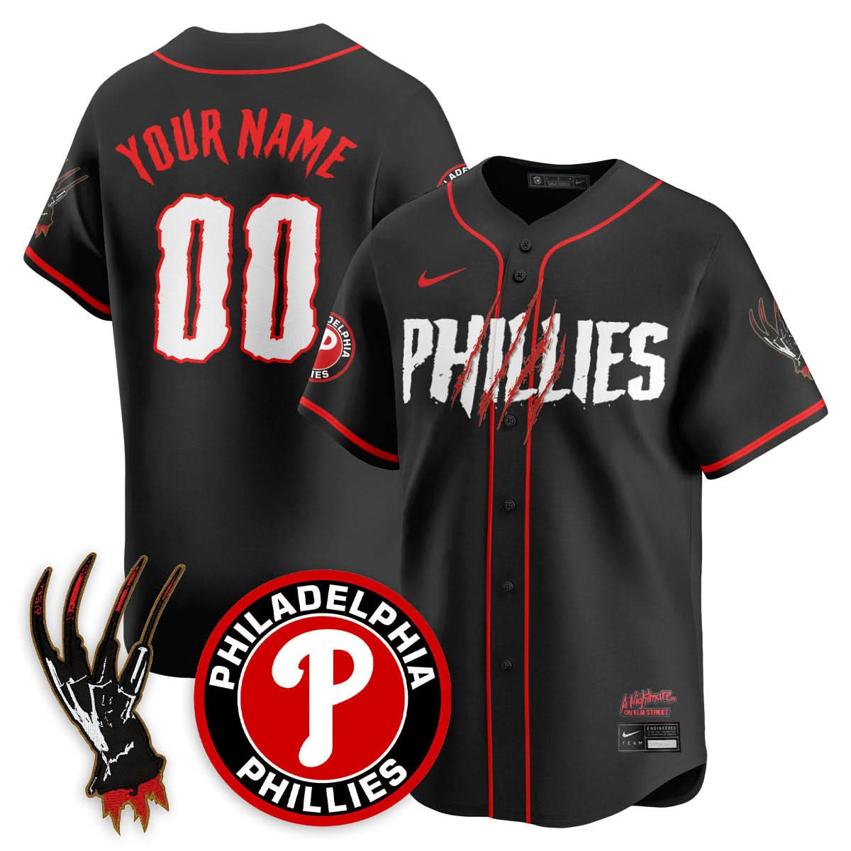 Philadelphia Phillies "A Nightmare on Elm Street" Custom Jersey - Stitched