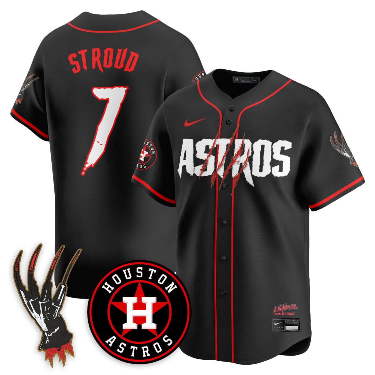 Houston Astros "A Nightmare on Elm Street" Jersey - Stitched-Cuztomshoes