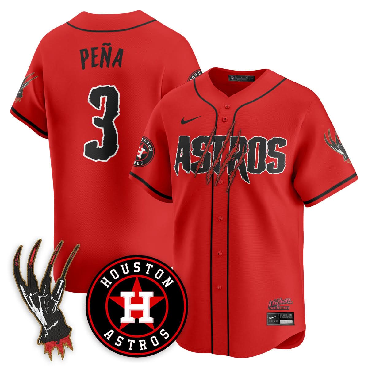 Houston Astros "A Nightmare on Elm Street" Jersey - Stitched-Cuztomshoes