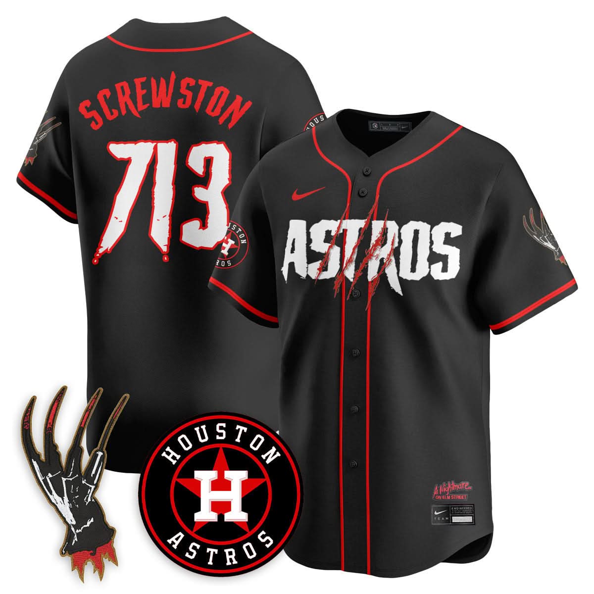 Houston Astros "A Nightmare on Elm Street" Jersey - Stitched-Cuztomshoes