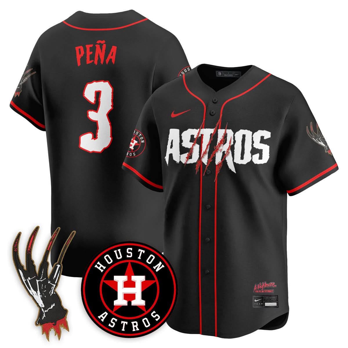 Houston Astros "A Nightmare on Elm Street" Jersey - Stitched-Cuztomshoes