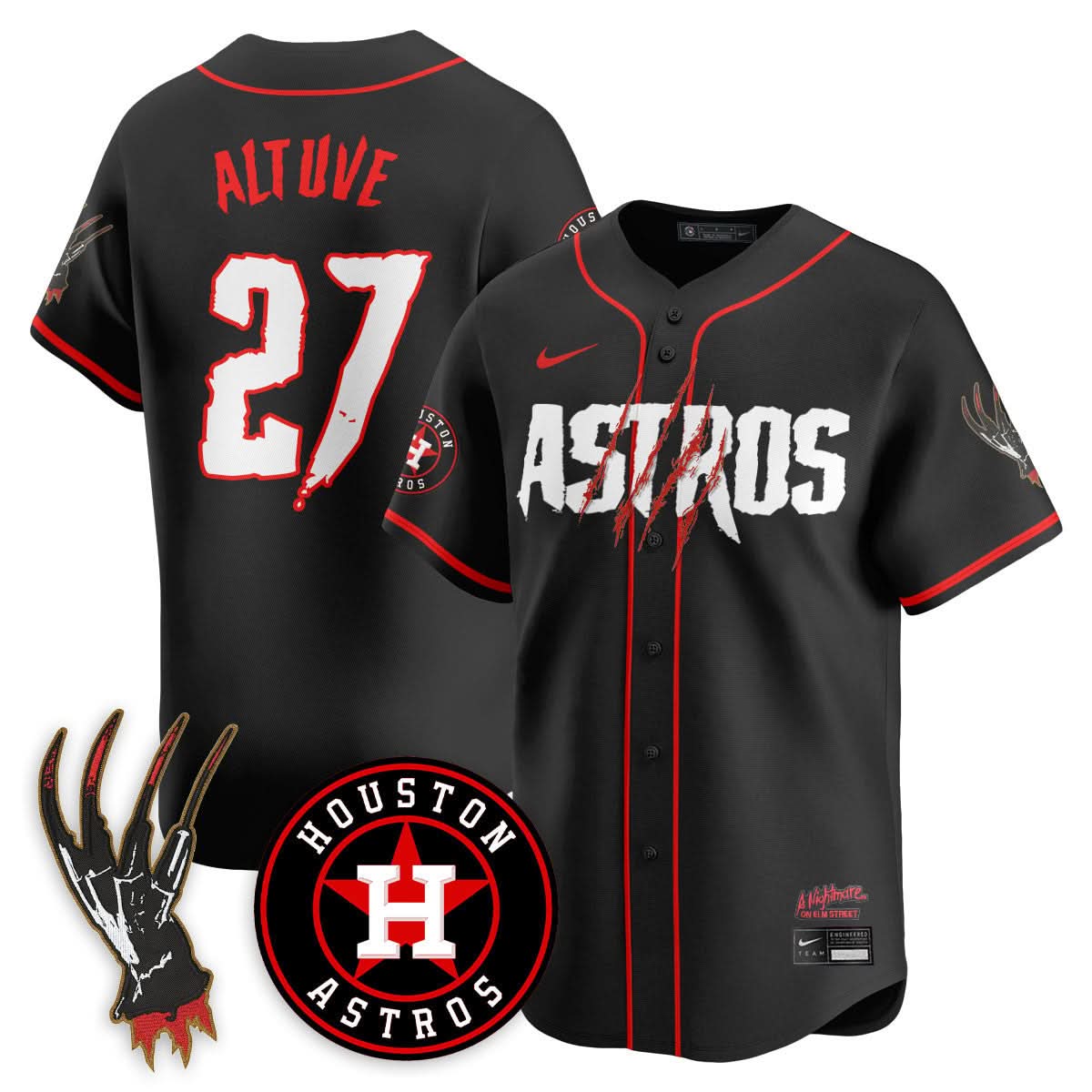 Houston Astros "A Nightmare on Elm Street" Jersey - Stitched-Cuztomshoes
