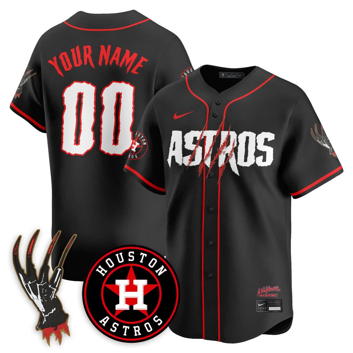 Houston Astros "A Nightmare on Elm Street" Jersey - Stitched-Cuztomshoes