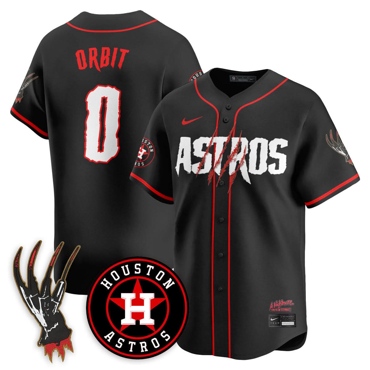 Houston Astros "A Nightmare on Elm Street" Jersey - Stitched-Cuztomshoes