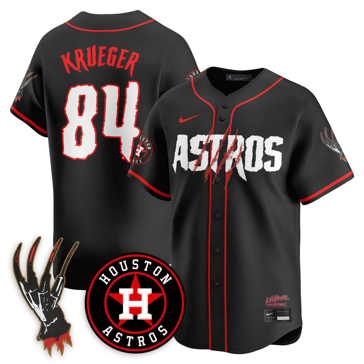 Houston Astros "A Nightmare on Elm Street" Jersey - Stitched-Cuztomshoes