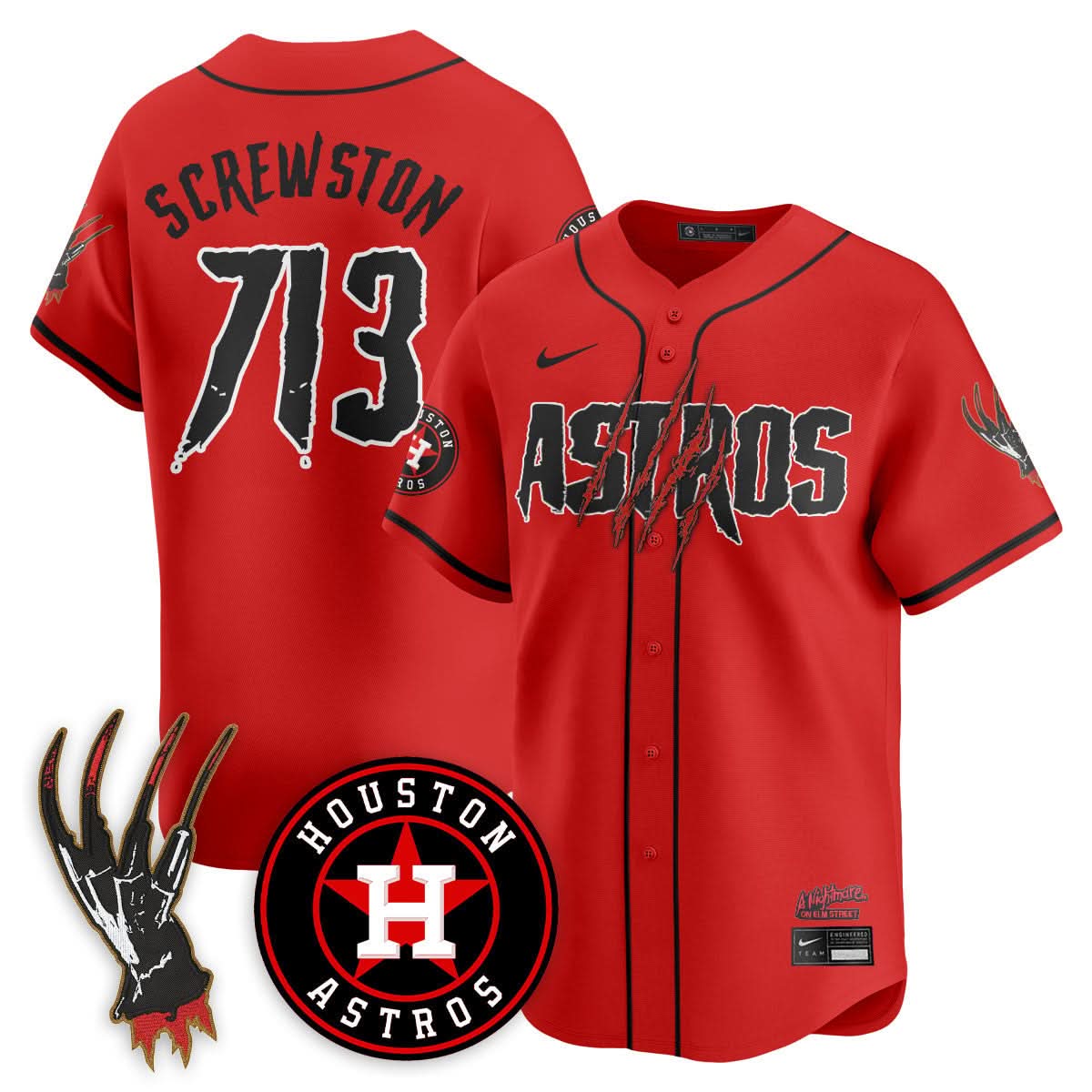 Houston Astros "A Nightmare on Elm Street" Jersey - Stitched-Cuztomshoes