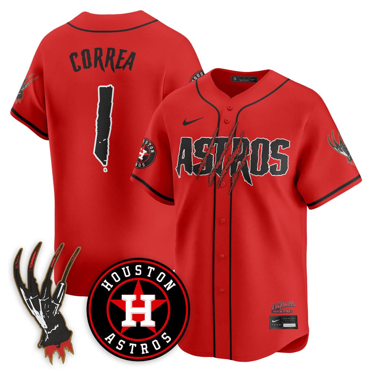 Houston Astros "A Nightmare on Elm Street" Jersey - Stitched-Cuztomshoes