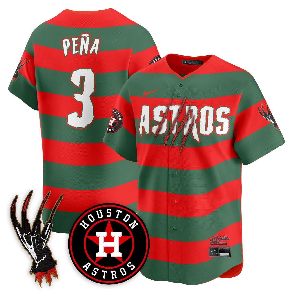 Houston Astros "A Nightmare on Elm Street" Jersey - Stitched-Cuztomshoes