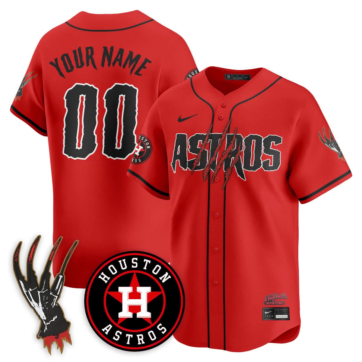 Houston Astros "A Nightmare on Elm Street" Jersey - Stitched-Cuztomshoes