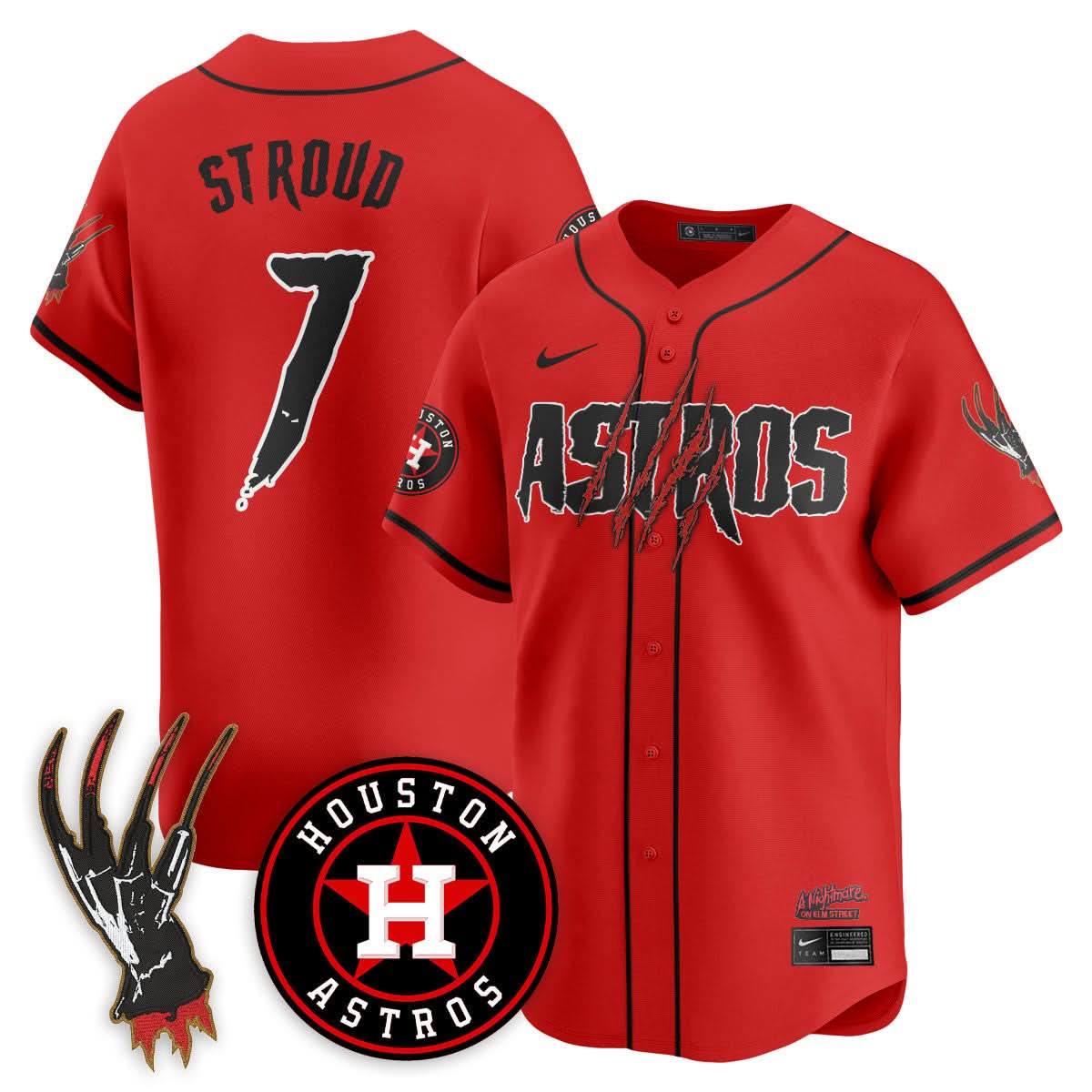Houston Astros "A Nightmare on Elm Street" Jersey - Stitched-Cuztomshoes