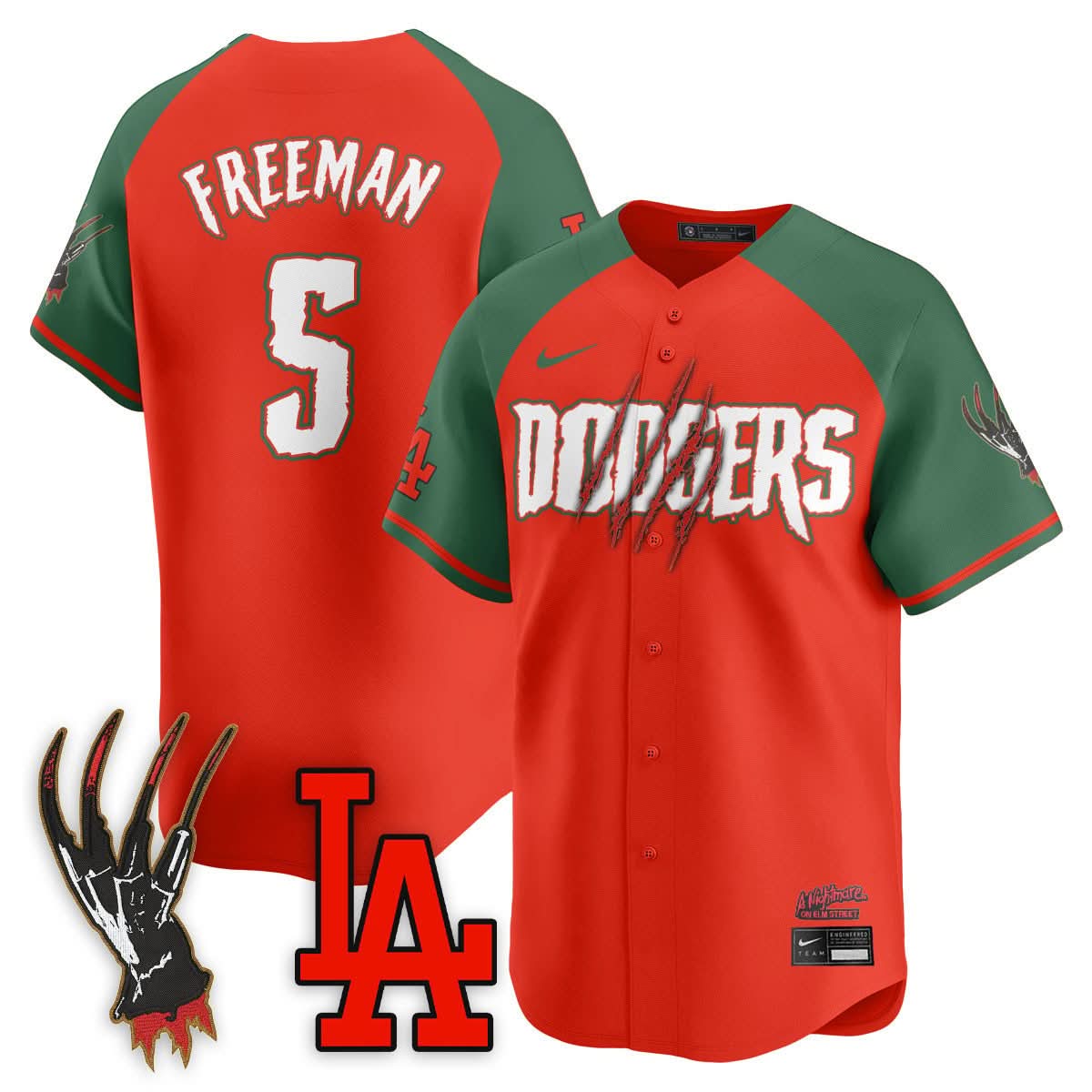 Los Angeles Dodgers "A Nightmare on Elm Street" Jersey - Stitched-Cuztomshoes