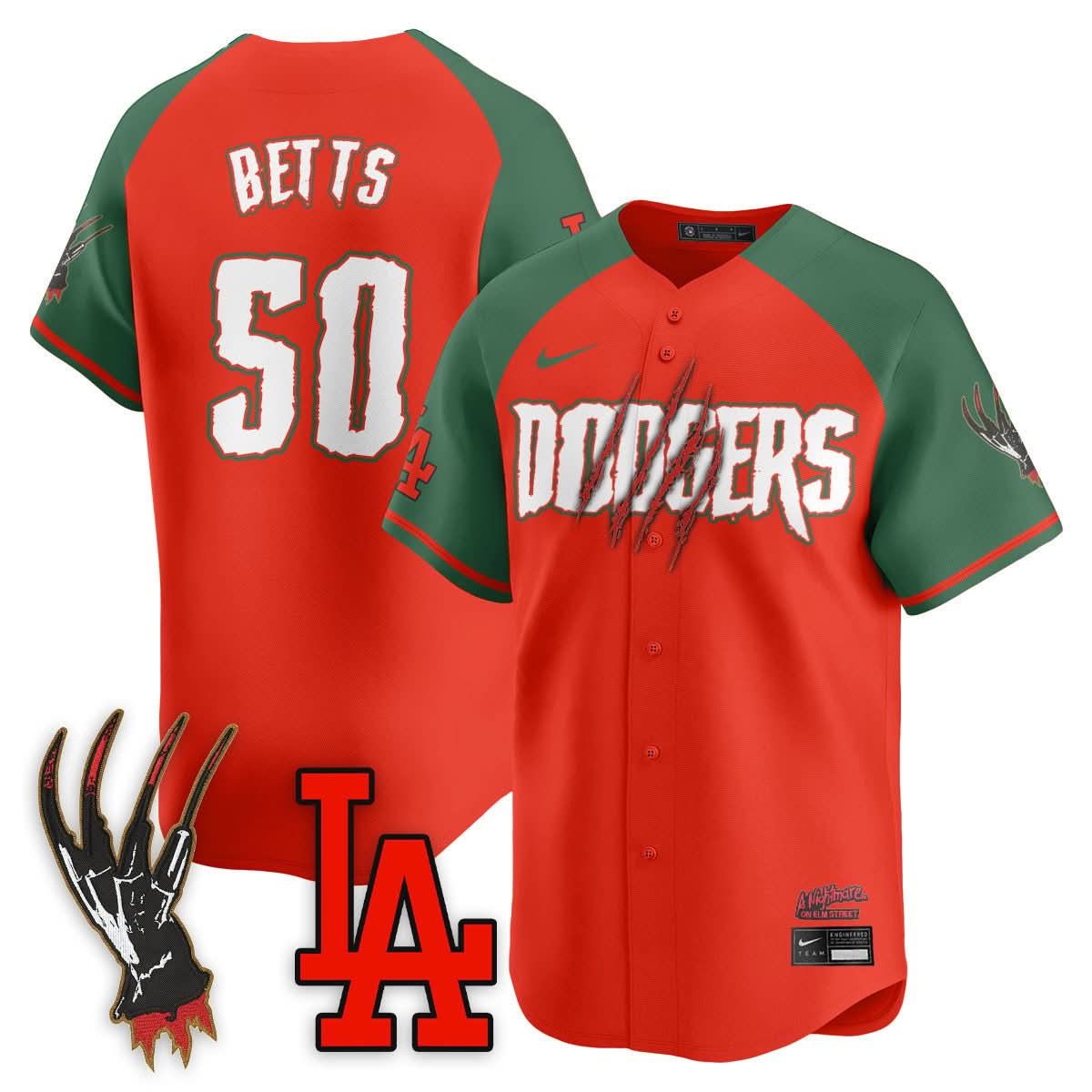 Los Angeles Dodgers "A Nightmare on Elm Street" Jersey - Stitched-Cuztomshoes