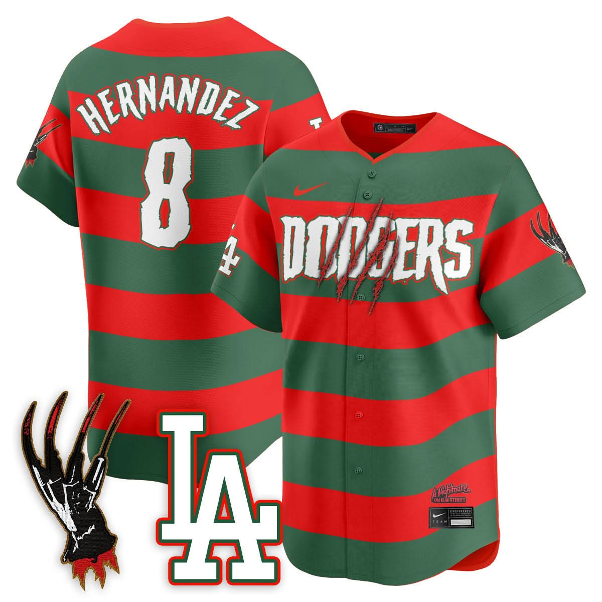 Los Angeles Dodgers "A Nightmare on Elm Street" Jersey - Stitched-Cuztomshoes