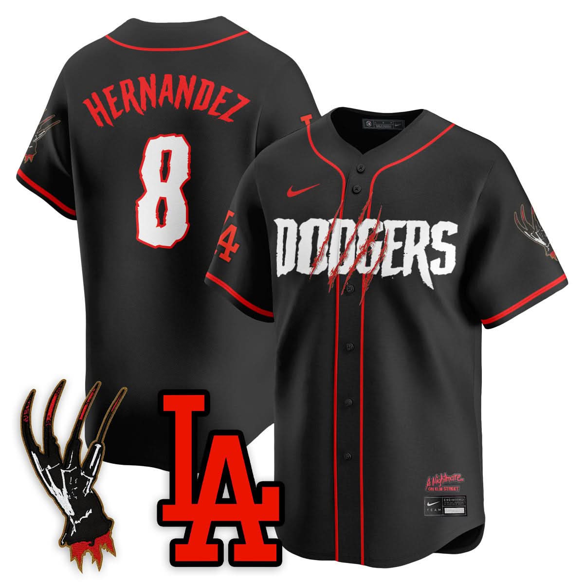 Los Angeles Dodgers "A Nightmare on Elm Street" Jersey - Stitched-Cuztomshoes