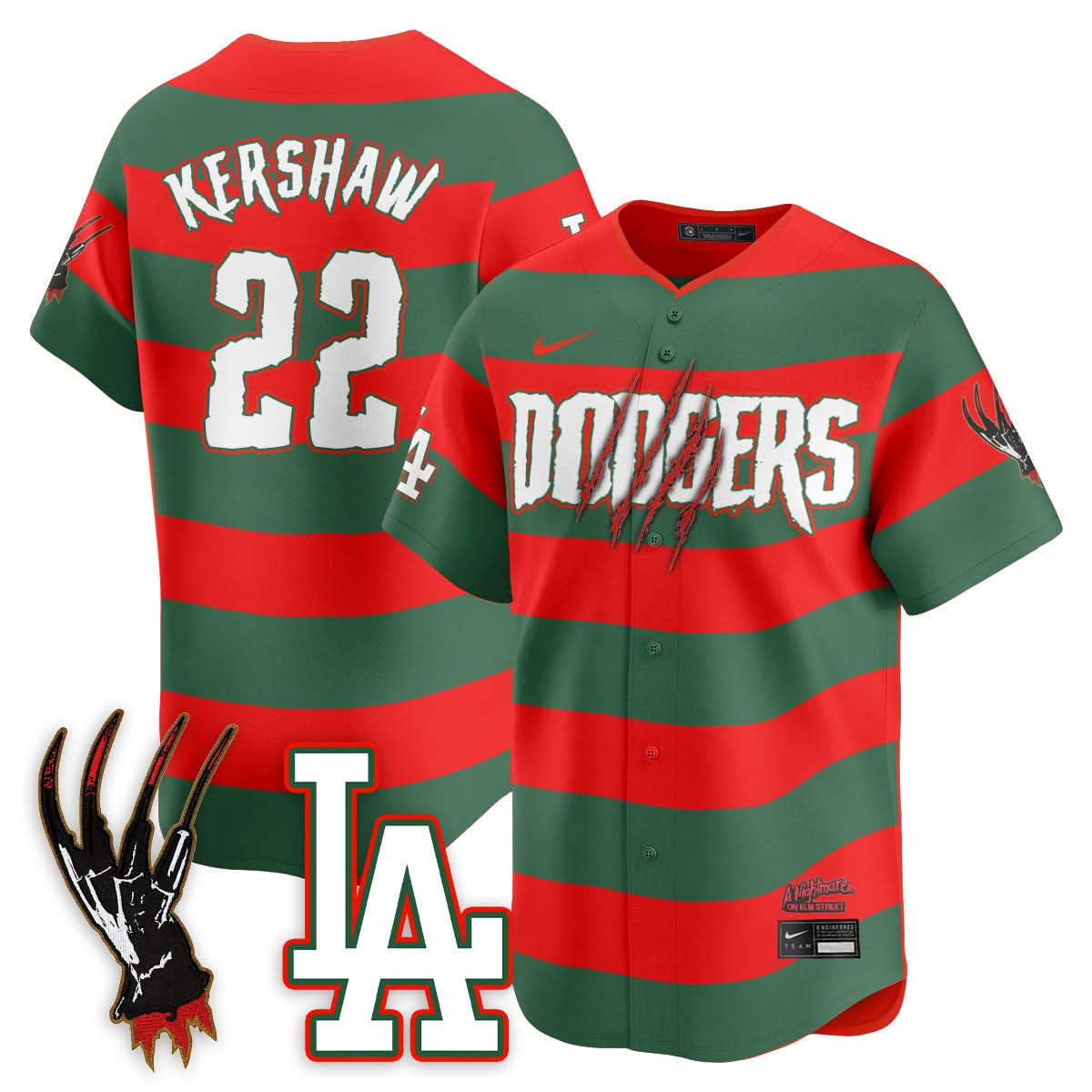 Los Angeles Dodgers "A Nightmare on Elm Street" Jersey - Stitched-Cuztomshoes