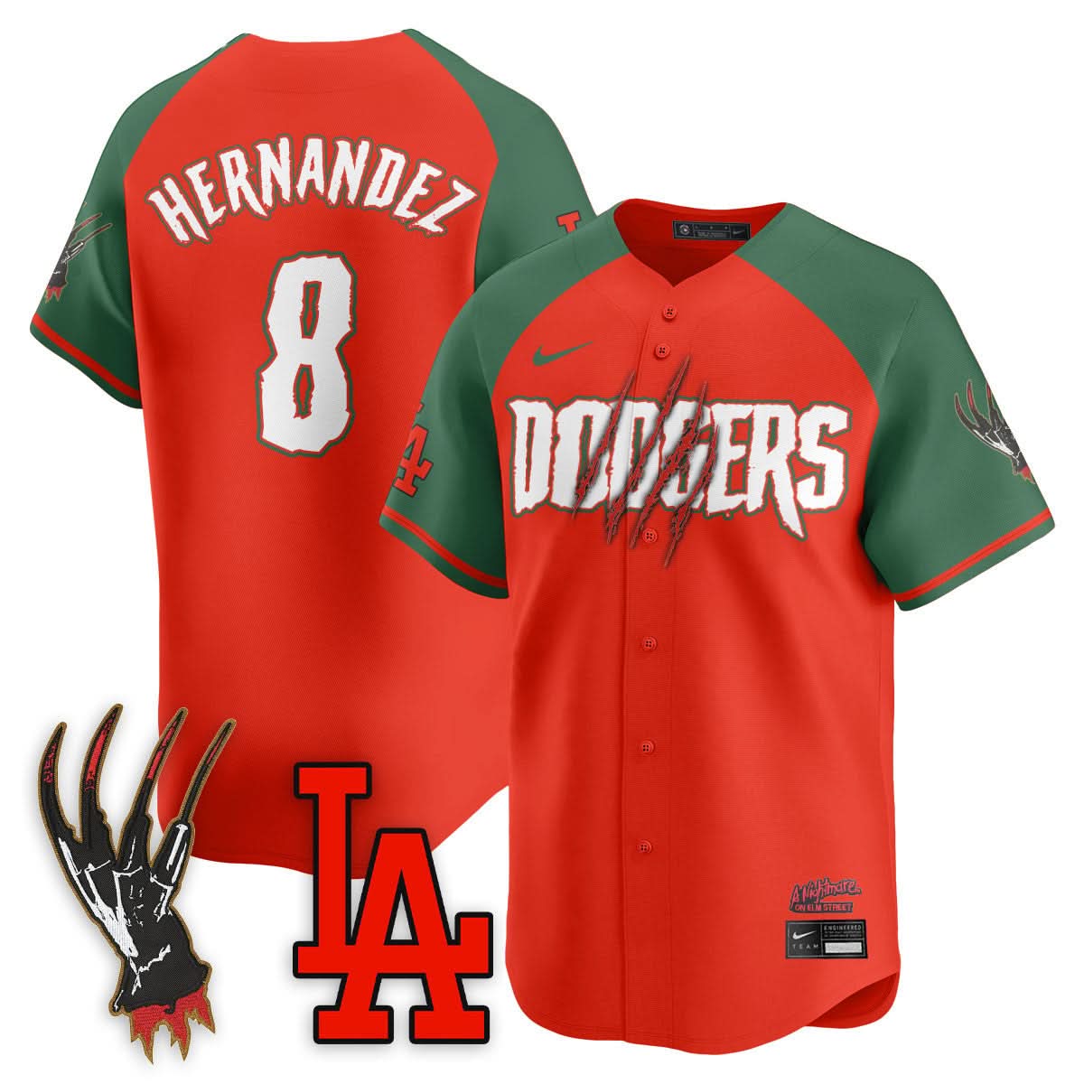 Los Angeles Dodgers "A Nightmare on Elm Street" Jersey - Stitched-Cuztomshoes