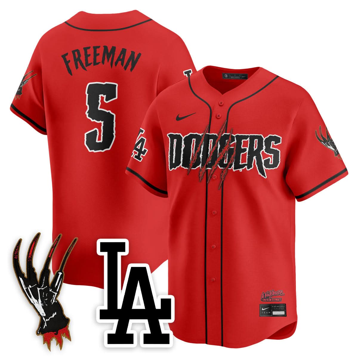 Los Angeles Dodgers "A Nightmare on Elm Street" Jersey - Stitched-Cuztomshoes
